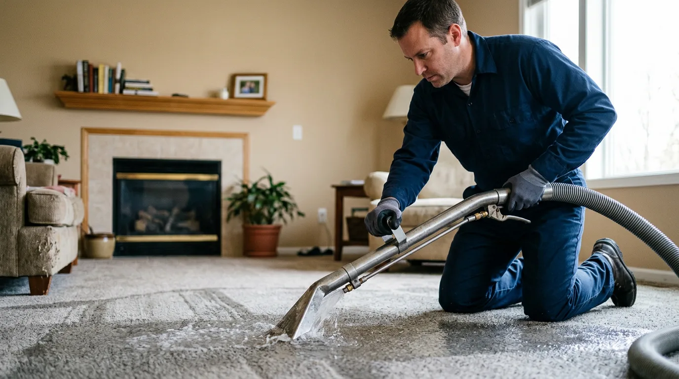 Water damage restoration technician working near Portage, ME